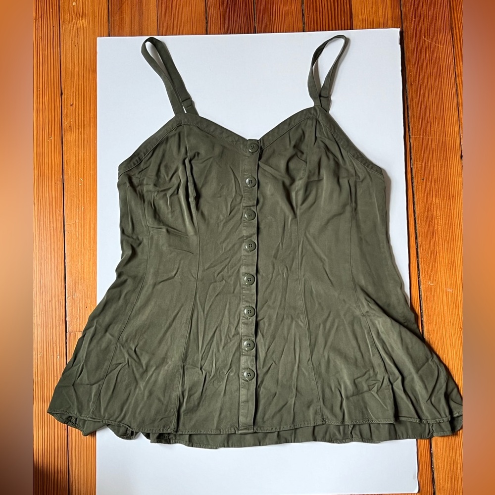 Torrid olive green button fit and flare cami, 0